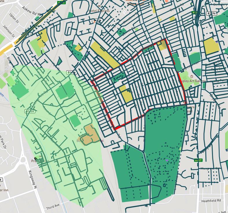 15-minutes walking access from employment location