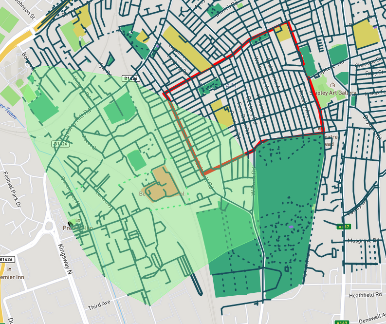 Effect on 15-minute walking distance