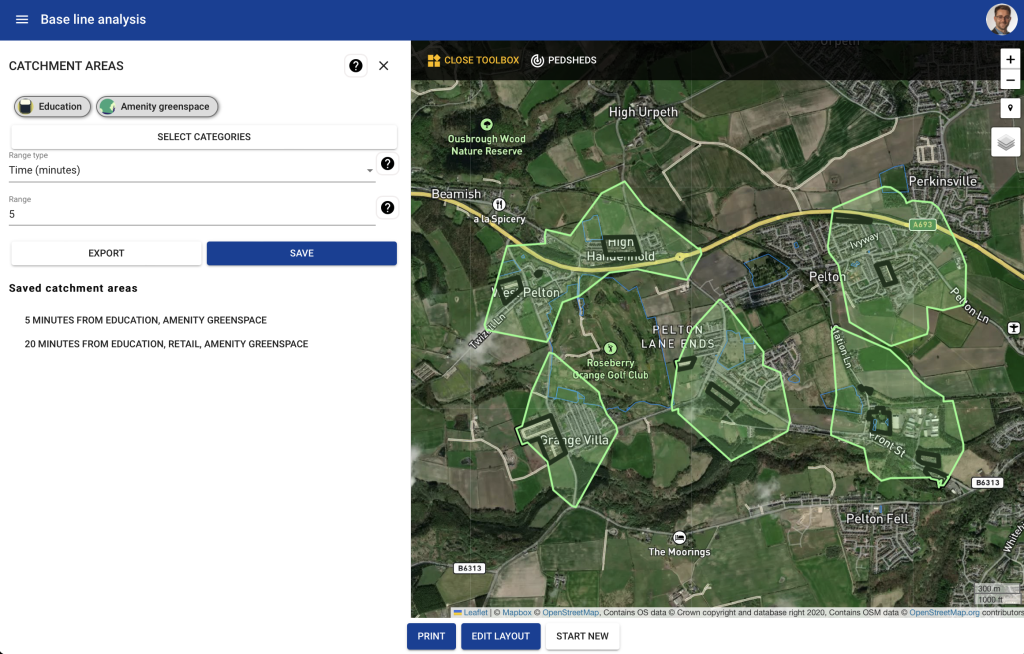 Planning for walking distance on PlaceChangers