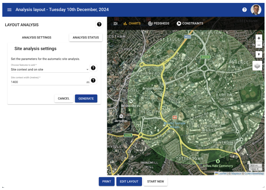 Place analytics - setting the impact area